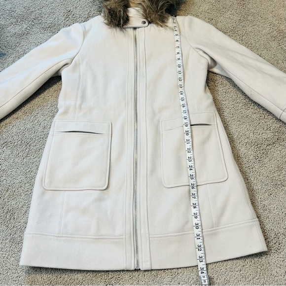 Ever New Melbourne Cream Wool-Blend Faux-Fur-Hood Fran Winter Coat. Size 6. - Picture 14 of 15